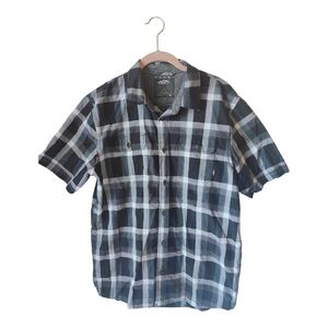 Van's Men's Short Sleeve Collared Button Up Shirt, Gray Plaid, Size M.